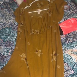 Mustard floral print dress